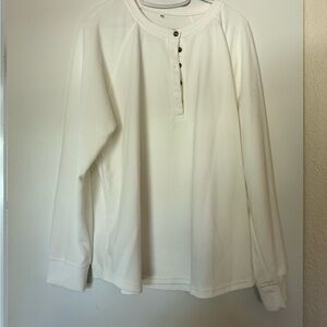 White Long Sleeve Henley Shirt